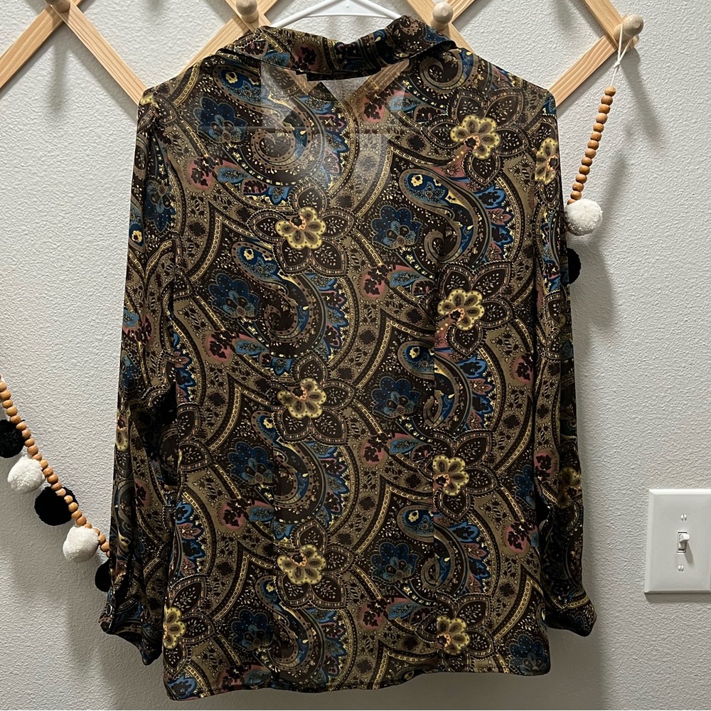 Double D Ranch Button Down Paisley Top - image 5